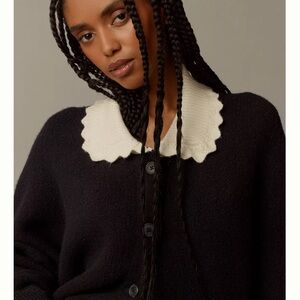 Maeve Scallop-Collar Cardigan Sweater
